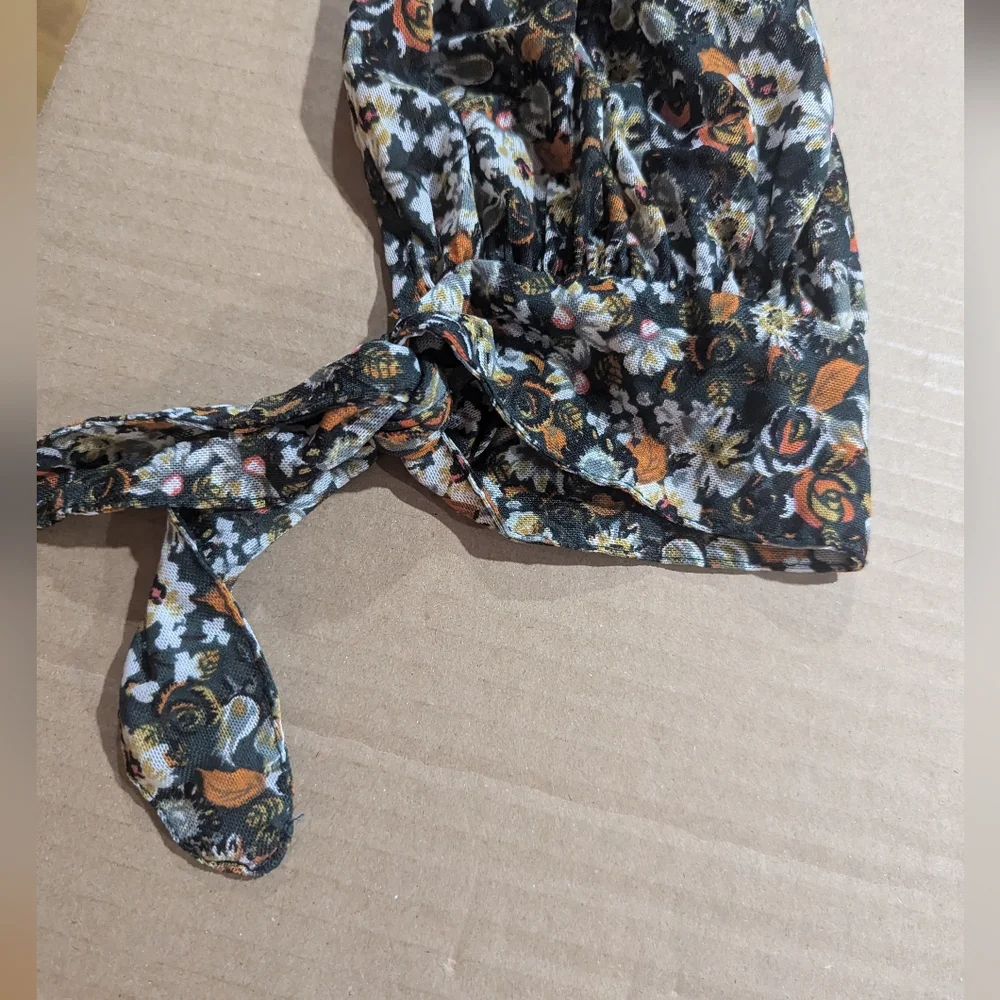 FREE PEOPLE "All Dolled Up" Green Floral Sheer Lined Boho Crop Top Size XS *GUC - Picture 7 of 13